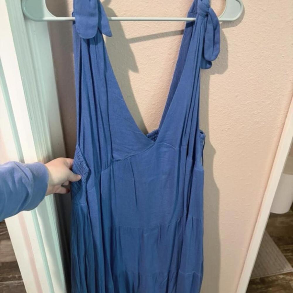 Blue Maeve mini dress with tie straps, size XL